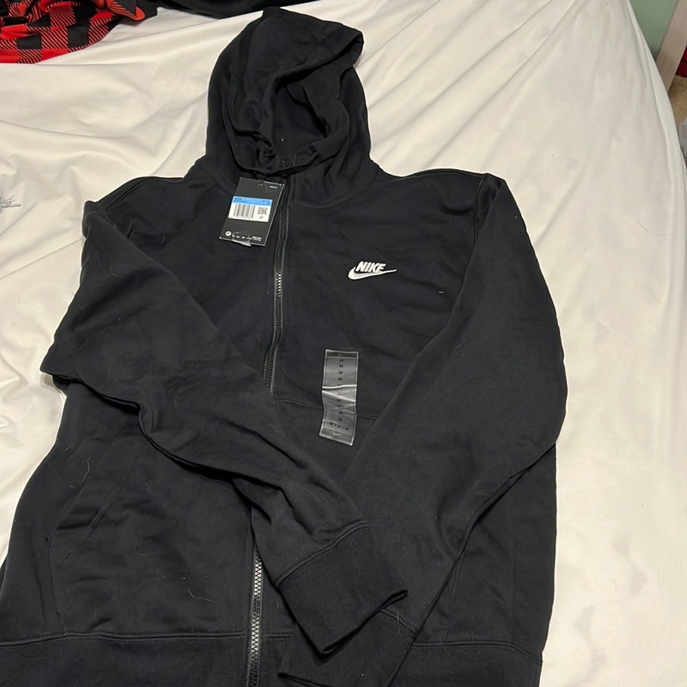 Nike hoodie, mens medium, brand new, black zip up with funnel neck